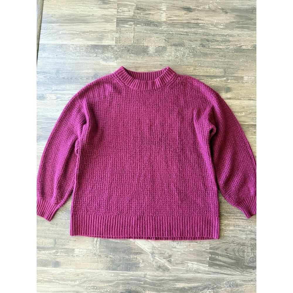 American Eagle Magenta Ribbed Crew Neck Sweater